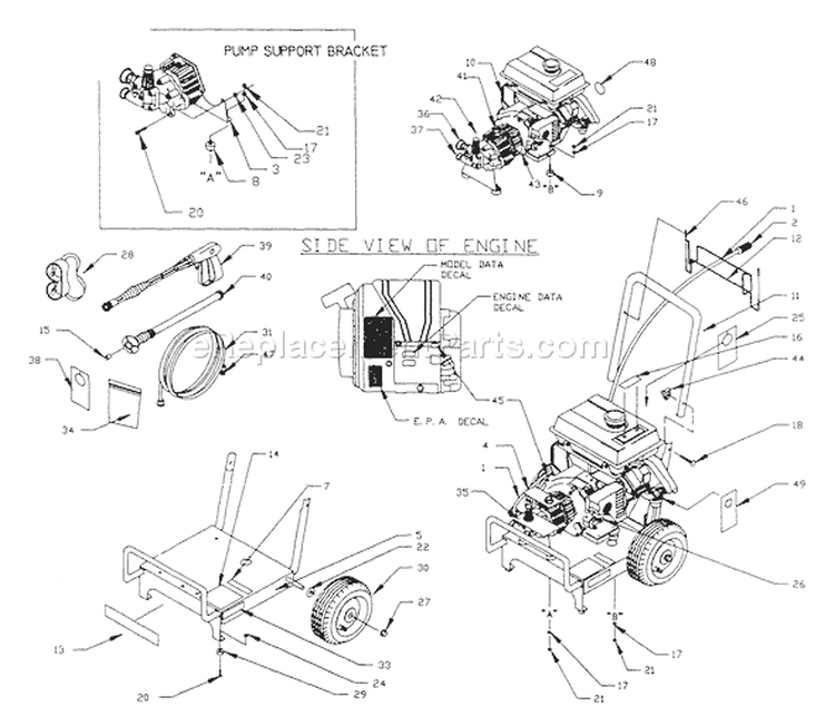 Page A Diagram and Parts List for 0773-0  Briggs and Stratton Pressure Washer